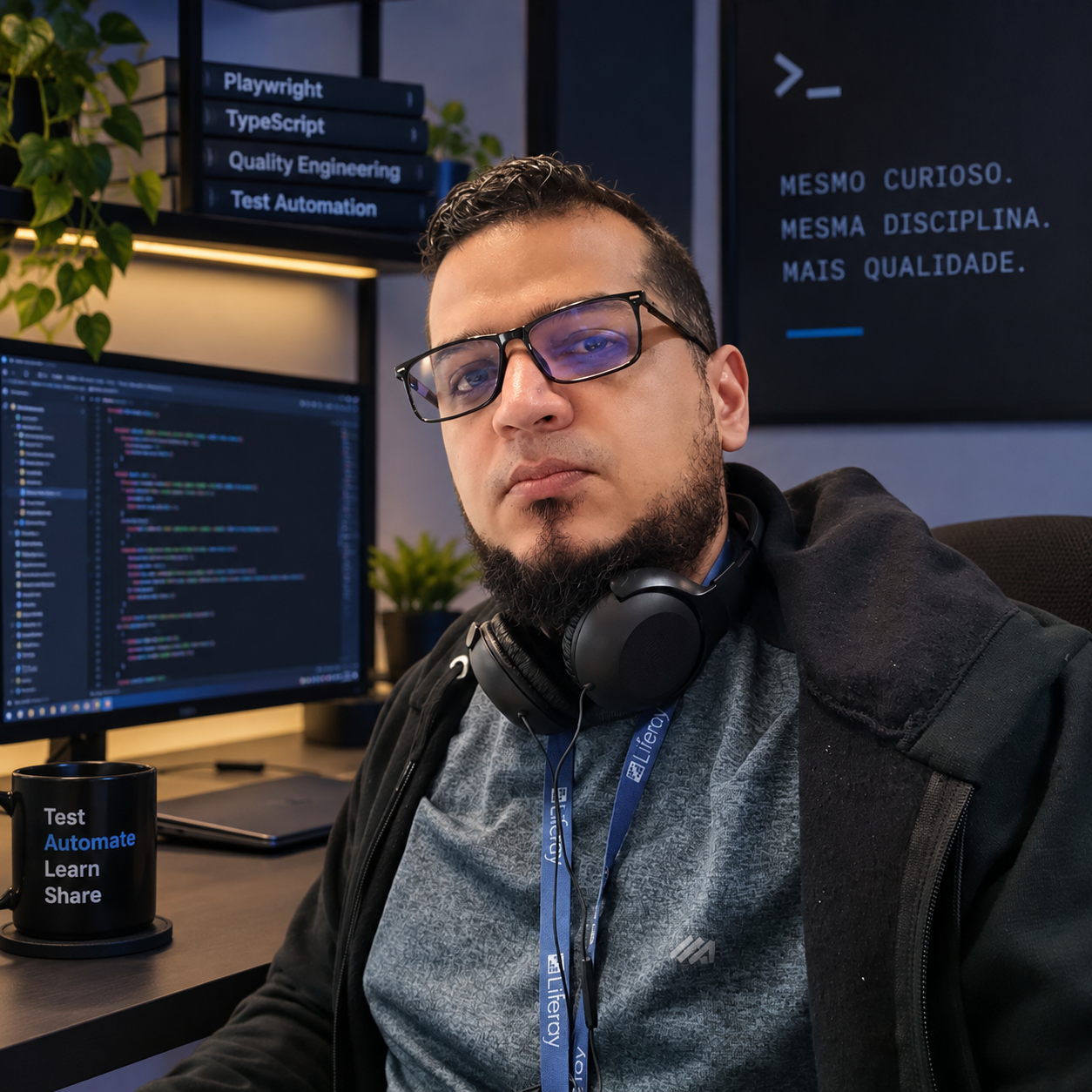 Samuel Melo no ambiente de trabalho